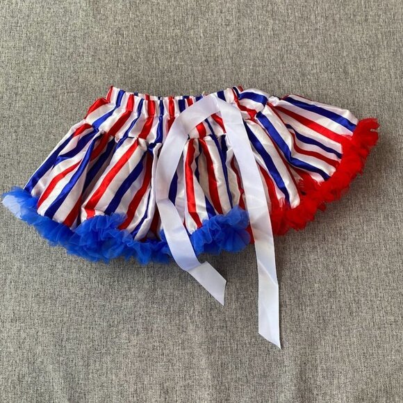 My 1st 4th of July Outfit 3PCS Tutu Skirt Set, Short Sleeve Romper w/Tulle Skirt - Picture 10 of 11